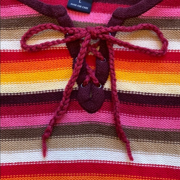 Striped girls sweater with quarter tie - Picture 4 of 5